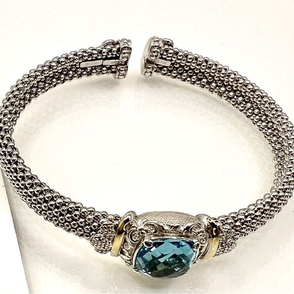 Phillip Gavriel renaissance Cushion Blue Topaz Cuff Bangle - Picture 9 of 15